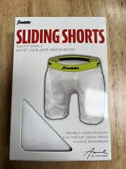 Franklin Youth Sliding Shorts Youth Small White 22"-24" Double Layer Cup Pocket