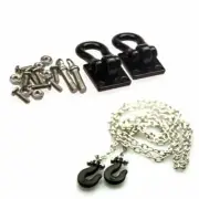 RC Crawler Tow Hooks Trailer Chain Kit For 1/10 Axial SCX10 D90 D110 Black