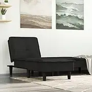 Chaise Longue Black Velvet,Reversible Multifunctional Chaise Lounge with Velvet Upholstery for Living Room Living Room Furniture