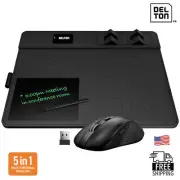 Delton D101 Wireless Charging Mouse Pad and S8 2.4GHz Wireless Mouse - Black