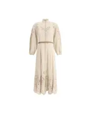 Zimmermann Alora Eyelet Midi Dress Women White Dresses