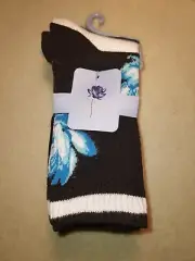 3 PAIRS~Womens~LIBBY EDELMAN SOCKS~Shoe SIZE 4-10~Aqua/Black/White