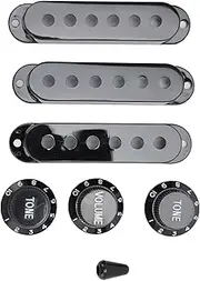 Guitar 3 Single Coil Pickup Cover Set, Enhance Your Sound with Black Knobs and Switch Tip, Perfect Fit for Fender Stratocaster, Easy to Install