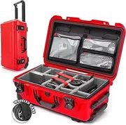 [NANUK] 935 Pro Photo Kit - Waterproof Carry-On Hard Case with Lid Organizer and Padded Divider & Wheels, Red
