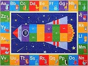 Hudson Comfort Classroom Rug – Rugs for Elementary, Daycare, Nursery, and Playroom – Super Soft Non-Slip Carpet – Kids Fun Floor Mat for Playtime (8x10, Rocket)