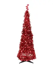 Northlight Pre-Lit Red Tinsel Pop-Up Artificial Christmas Tree