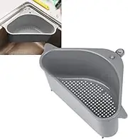 Sink Strainers Basket Kitchen Drain Shelf Sink Storage Holder with Suction Cup for Support Corner (1pc gray)