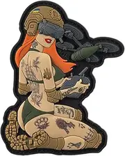 M-Tac Morale Patch Tactical Girl - PVC Tactical Military Patch with Hook Fastener Backing - Patches for Vest, Backpacks, Hats (№6 Redhead Hooligan Olive V1)