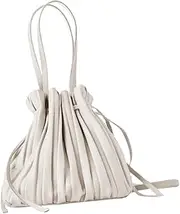 [BESTYASH] 1pc Pu Leather Small Pleated Cinch Handbag Crossbody Sling Bag Drawstring Bucket Bag Bags Drawstring Crossbody Bag Ladies Wallet Women Date Supply Purses Purse White