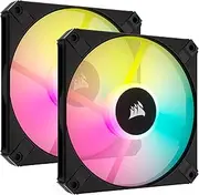 Corsair AF120 RGB Slim, 120mm PWM Fluid Dynamic Bearing Fan Kit - Thin Profile for Small-Form Cases - Low-Noise - Up to 2000 RPM - 8 Addressable RGB LEDs - Dual Pack with Lighting Node CORE - Black