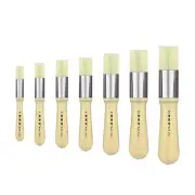 XDT#1368 Round Wax Brush Set Natural Hog Bristles Short Comfort-Grip Wood Handle