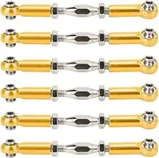 RC Pull Rod, RC Car Turnbuckle, 6Pcs Adjustable Servo Links Tie Rod Aluminum Alloy Turnbuckle Rod Linkage Set for RC Hobby Car Model Rc Turnbuckles Rc Turnbuckles (Gold)