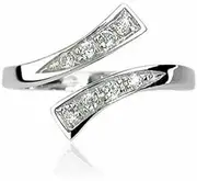 [Generic] 0.10 Ct Round Cut Simulated Diamond Bypass Adjustable Toe Ring 14K White Gold Plated 925 Silver, Stone, Diamond