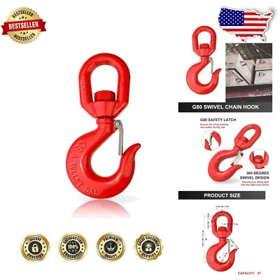 Durable 5-Ton Swivel Lifting Hook with Safety Latch for Hoisting Applications