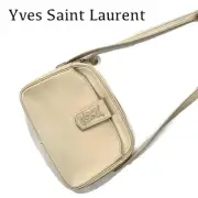 Yves Saint Laurent Cream Leather Shoulder Bag for Women 24x17 cm