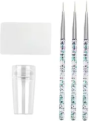 EXQUIMEUBLE 1Set Nail Art Brush Manicure Tool Kit with Nail Pens and Stamper Scraper for DIY Nail Designs Durable and Stylish Nail Paint Supply
