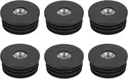 Sourcing Map 6-Piece M8 Threaded Inserts for 32mm Round Tubes, Black Plastic Plug Caster Inserts, Chair End Caps, Furniture Leg Plugs