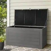 680L Outdoor Storage Box Ample Container Bench Garden Deck Tool Shed Black 146cm