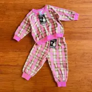 Bonds Size 1 Set Outerwear Pink White Gold Checker Plaid Sweatpants Pullover