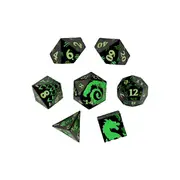LPG Dice RPG Set Inscripted Dragon Green