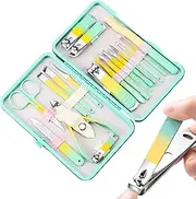 Manicure Set with Case, Stainless Steel Manicure Kit | Multi-purpose Stainless Steel Nail Manicure Kit | 18X Metal Nail Care Tools, Portable Tools