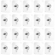 20 Pcs Removable No Trace Screw Sticker Solid Wall Hooks White