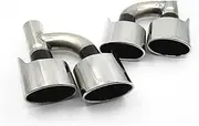 Compatible For Mercedes Benz C Class W204 W207 W212 W221 Silver Quad Oval Tips Car Rear Exhaust Muffler Tip Air Outlet Vent Tailtip Kit