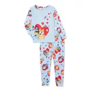 Bluey and Bingo Toddler Blue Valentine's Day Hearts and Love Notes Pajama Set