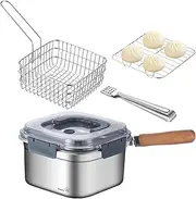 Camping Cookware Set – 2500ml 316 Stainless Steel Cooking Pot | Square Hiking Pot for Camping, Multifunctional Deep Fryer Pan, Non-Stick Camping Equipment for Backpacking, Outdoor Portable Cookware Ki
