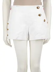 White Button Logo Detail Shorts