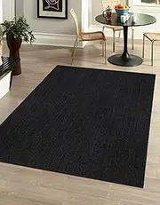 [Aizza Trends] Indian Handmade Braided Black Jute Area Rug-Floor Carpet Rug-Bed Side Runner Rug-Doormat Rug - 10 x 10 Feet Square (300 cm x 300 cm)