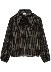 Rixo Moss Metallic-jacquard Chiffon Blouse - Black - 16 (UK 16 / XL) 16 (UK 16 / XL)