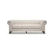 Mellowly 3 Seater Sofa Fabric Uplholstered Chesterfield Lounge Couch - Beige
