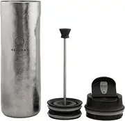 Valtcan Titanium Double Wall 16oz Water Bottle with Removable French Press Coffee Maker,480ml, Hot and Cold Lightweight Carry Weighs 257g
