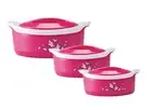 Casserole Inner Steel Set of 3, Pink