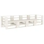 Garden Pallet Sofa White 4-Seater Wood vidaXL