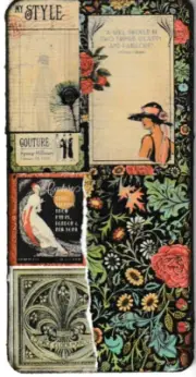 Junk Journal Collage Art Cards, Vintage Couture, 8 pcs 3" x 6"