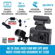 Elinz 4K 2K Dual Dash Cam WiFi GPS Car Dashboard Camera Recorder WDR Night Vision Hardwire kit 32GB