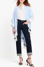 Kate Spade New York noel yarn dye ruana in Astral Blue/Fresh White at Nordstrom One Size