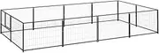 Dog Kennel Black 8 m² Steel Outdoor Pet House Large Dog Shelter Backyard Enclosure