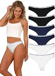 [Hialegion] Women's Cotton Thong with Sports Belt, Hipster Underwear, Breathable and Comfortable Briefs, Multipack