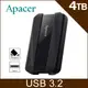Apacer宇瞻 AC533 4TB 2.5吋防護型行動硬碟-雅典黑