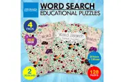 4PK Word Search Travel Size Activity Books Brain Games Fun 128PG