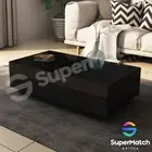 Modern Coffee Table High Gloss Table Cabinet Wooden Storage Shelf Black