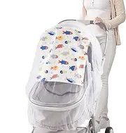 Stroller Fly Net Cover - Breathable Washable Mesh Net - Stroller Netting Mesh, Portable Bassinet Fly Cover for Outdoor, Travel Cribs, Cradles