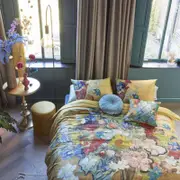 Bedding House x Van Gogh Super King Gold Van Gogh Bouquet d’Anniversaire Gold Cotton Sateen Quilt Cover Set