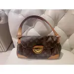 二手 真品 LOUIS VUITTON LV #0167 路易威登 M40121 比佛利 老花 金釦 肩背包 手提包