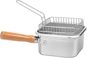 Square Deep Fryer Pot with Basket Stainless Steel Portable Chip Frying Pan Quick Heating Kitchen Supplies Multifunctional Deep Fryer Pot for French Fries(2Pcs/Set)
