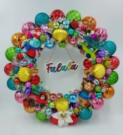 Bright & Whimsical Falala Christmas Ornament Wreath