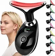 Facial Massager with Red Light Therapy, 7 Colour Face and Neck Sculpting Wand, At-Home Skin Care Tool (Black)